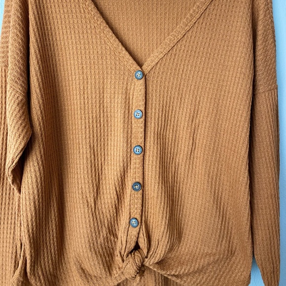 Burnt orange waffle knit long sleeve size M - Picture 8 of 9